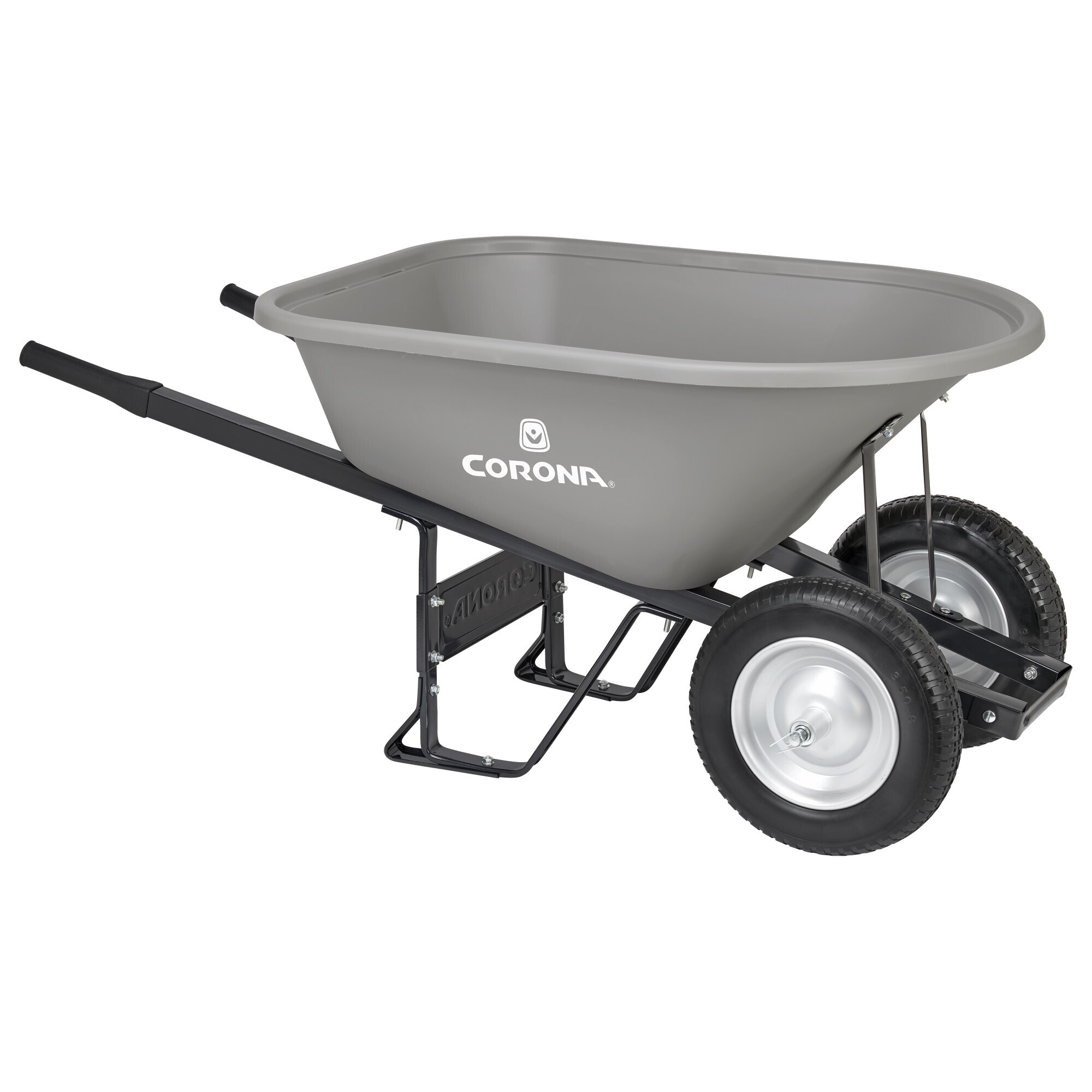 Corona Poly Wheelbarrow — 6 Cu. Ft., Steel Handles, Dual Wheel, Flat-Free Tires, Model# WB12166